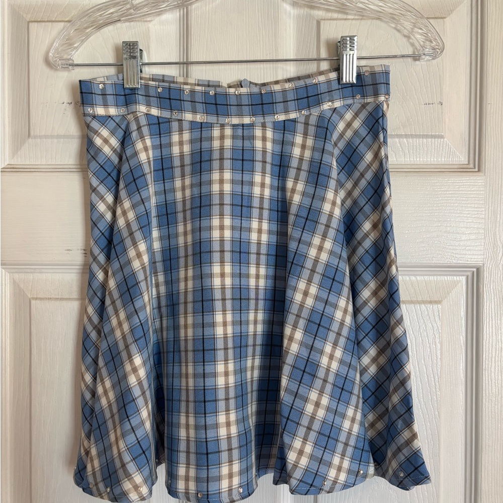 Plaid Blue and Cream Women's Skirt